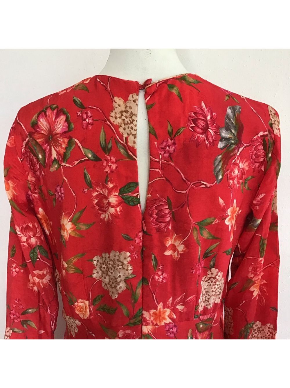 Susan by Sangeeta Women Elegant Flowing Red Floral Maxi Dress M - Picture 9 of 15